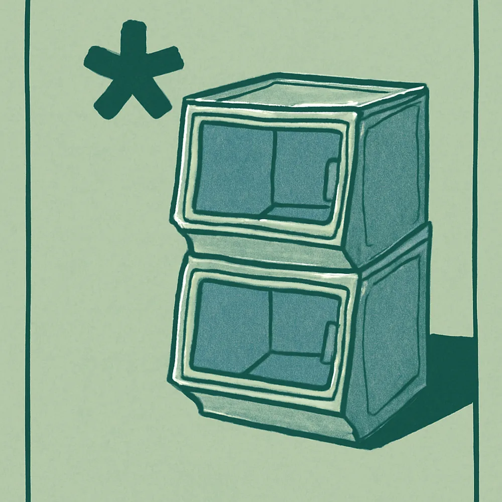 HYBRIDEAS 3-Pack Clear Stackable Storage Bins with Magnetic Front Doors (24 QT) — editorial illustration